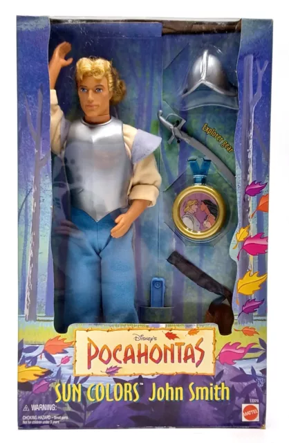 1995 Disney Pocahontas Doll: Sun Colors John Smith / Mattel 13329 / NrfB