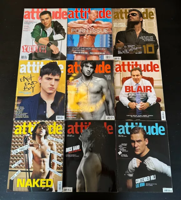 Attitude Gay Mag 2004-5. Naked Philip Olivier, George Michael, Dieux de Stade