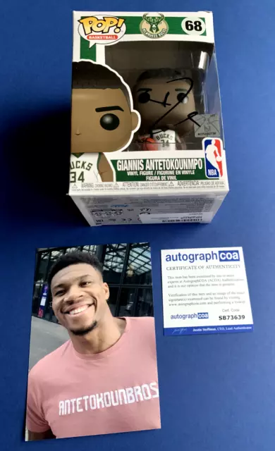 GIANNIS ANTETOKOUNMPO In-person signed Original FUNKO Pop ACOA Zertifikat + Foto