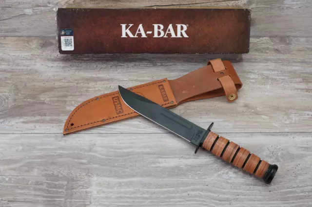 KaBar 1217 Fighting/Utility Knife USMC Leather Sheath Straight Edge