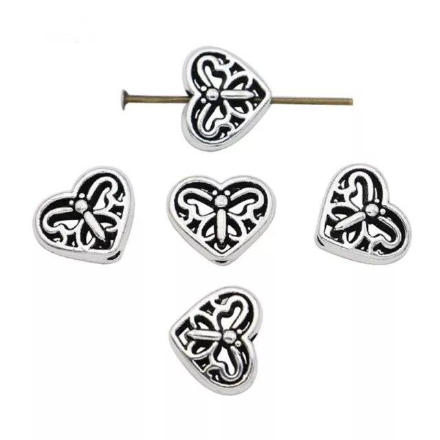 Heart Butterfly Spacer Beads DIY Bracelet Jewelry Making Accessories Craft 20Pcs