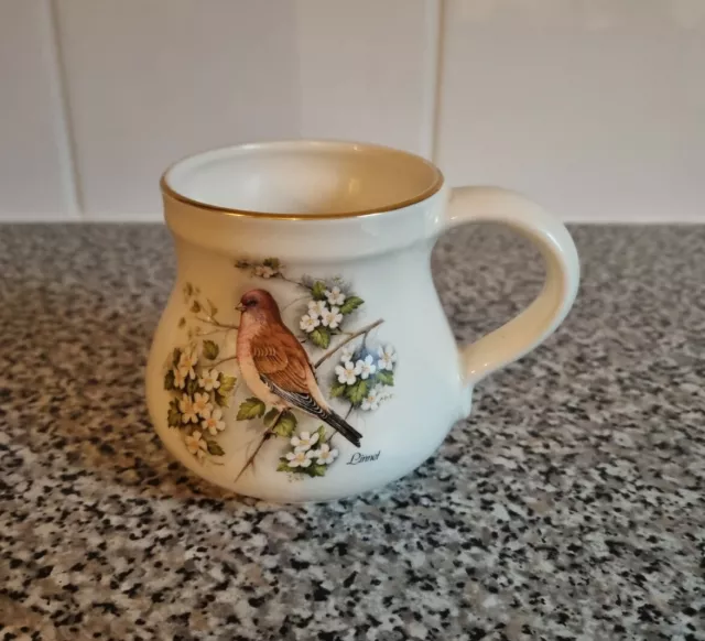 Vintage Pottery Mug with Bird ,Linnet Prinknash Pottery Gloucester