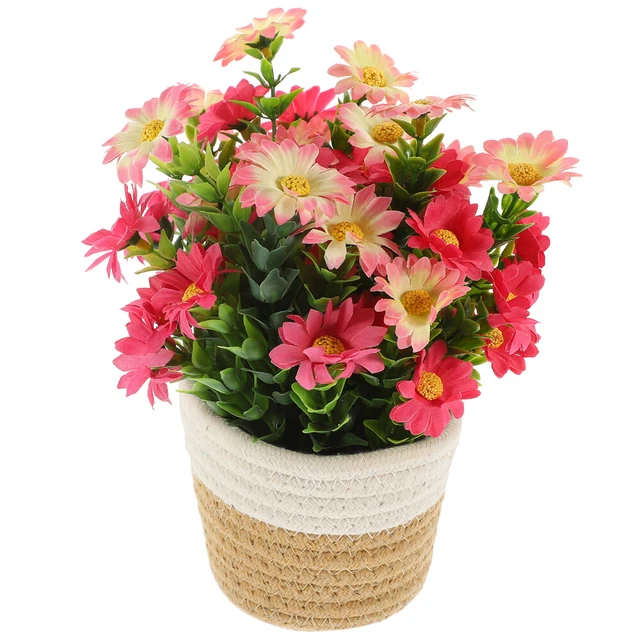 Cesto in tessuto, cesto di fiori, fiore in vaso artificiale, pianta in vaso finta per desktop,
