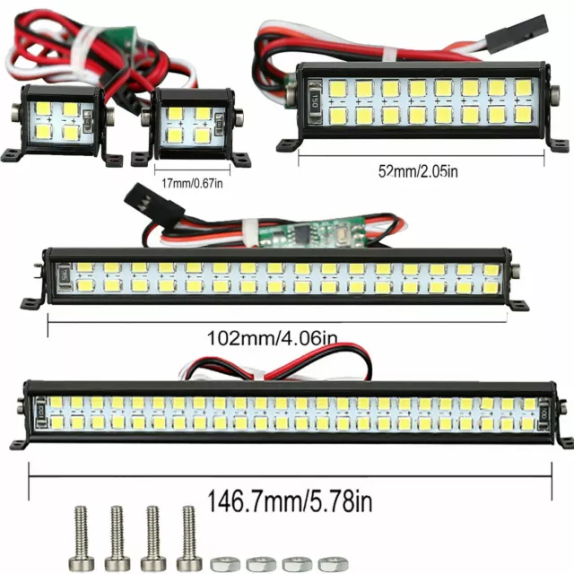 LED Light Bar Roof Lamp Spotlight Kit for SCX10 D90 TRX4 1/10 RC Crawler Car US