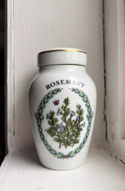 Vtg 1985 Franklin Mint Gloria Concepts ROSEMARY Porcelain Spice Jar w Lid EUC