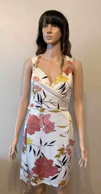 Guess Faux Wrap Floral Sleeveless Dress with Gold accents Size M