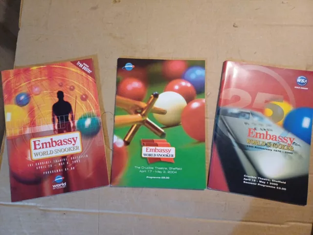 Snooker. 3 Embassy World Snooker Programmes