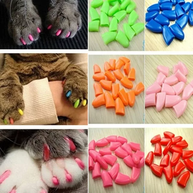 New 20Pcs Soft Cat Pet Nail Caps Claw Control Paws Off +Adhesive Glue Size_EN