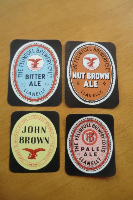 Four Different Felinfoel Brewery Llanelly Wales Paper Bottle Labels