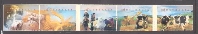 Australia 1998 Farming Australia Canceled to order strip 5 booklet stamps.