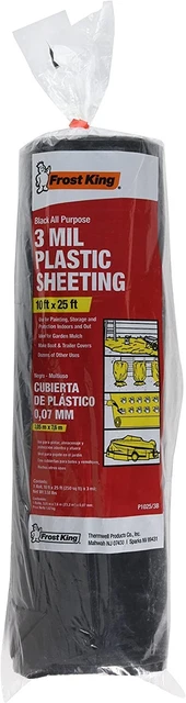 Plastic Sheeting Roll 10 X 25 Ft Black 3 Mil Drop Cloth Duty Polyethylene-Cover