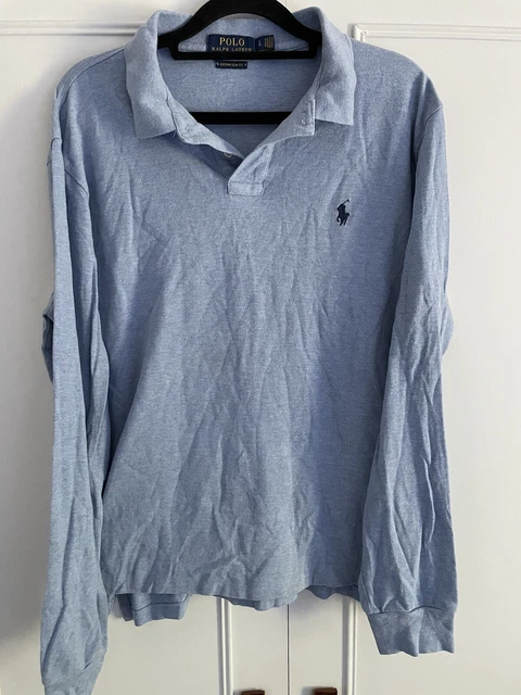 POLO RALPH LAUREN da uomo personalizzata blu slimfit manica lunga taglia L