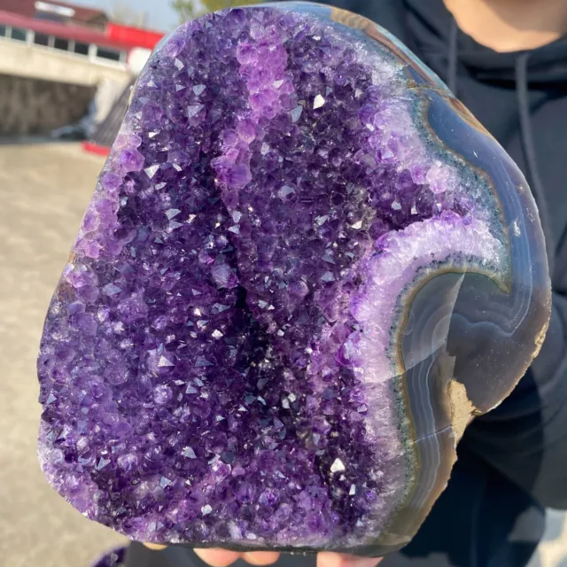 3.95lb Large Natural Amethyst geode quartz cluster crystal specimen Healing