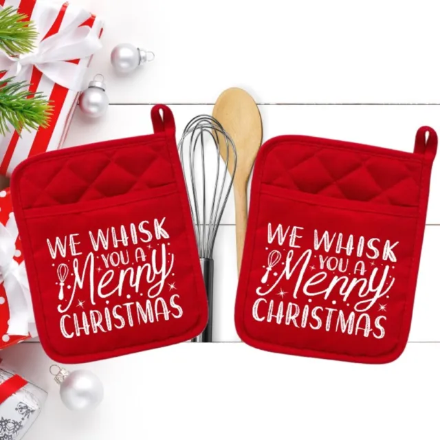 We Whisk You A Merry Christmas 2 - Portavasos - Horno Mitt - Hot Pad - neo040red