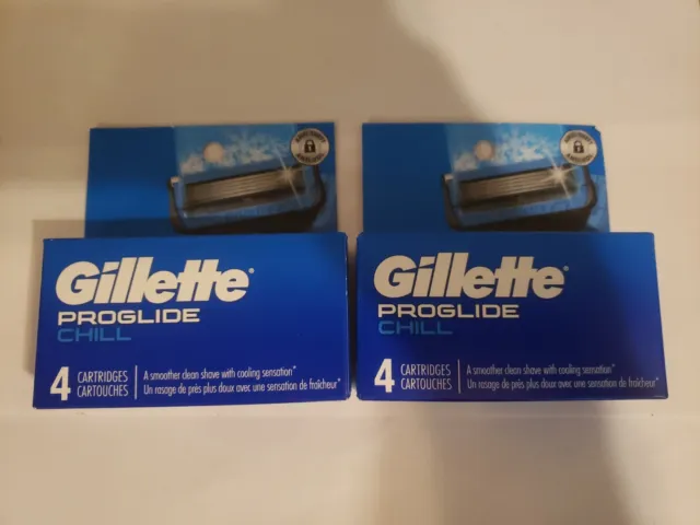 Gillette Proglide Chill 2 - 4 paquetes de cartuchos de recarga total 8 cartuchos gratis S&H