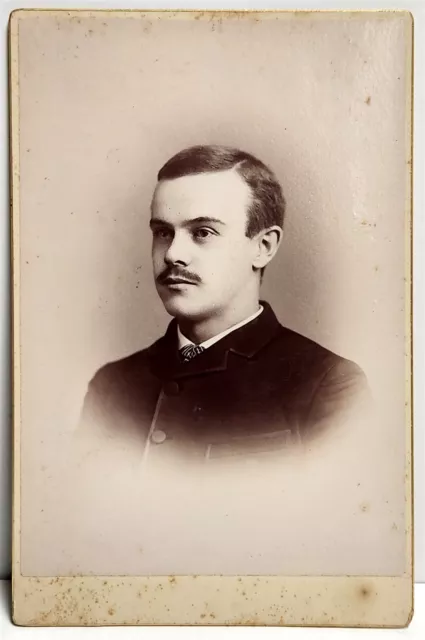 Handsome Young Man Mustache Cabinet Card Photo - G.E. Curtis Niagara Falls, NY