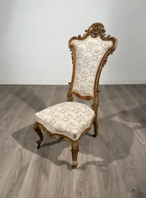 Antique 19th Century Gilded French Salon Chair / Hall Chair ( REF AF-1297 )