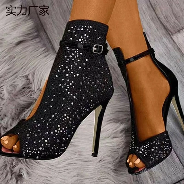 Womens Ladies Peep Toe Sandals Buckle Ankle Strap Shoes High Heels Pumps Size