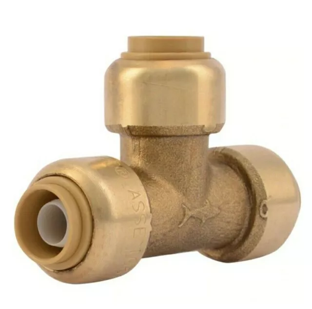 SharkBite 2 PACK U360LF Lead-Free Brass Push-to-Connect Tee - 3/8  x 3/8  x 3/8