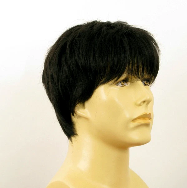 Perruque Femme 100% Cheveux Naturels Courte Noire - Modèle PATRICIA 1b - Taille Moyenne