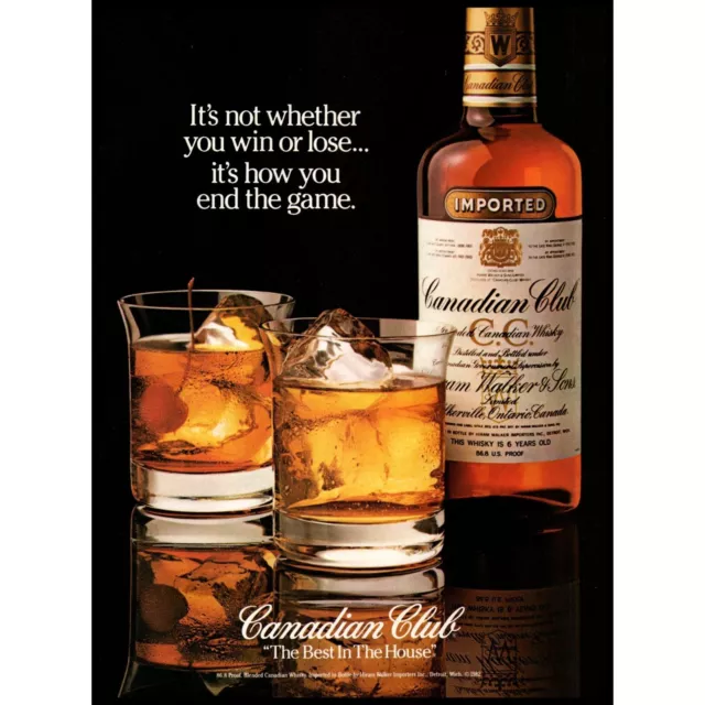 1983 Canadian Club Rye Whisky Vintage Print Ad Old Fashioned Cocktails Wall Art