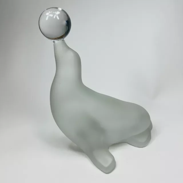 Frosted Crystal SEAL & Clear Ball on his nose  7  1/2" Tall by 5  1/2" Wide