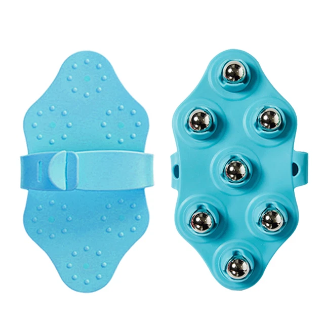 Hand Held Body Massager 7-Ball Massage Glove for Back Neck Foot (Blue) 6