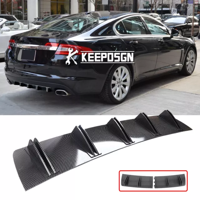 For Jaguar XF XE 4-Door Carbon Look Rear Bumper Diffuser 10 Shark Fin Splitter