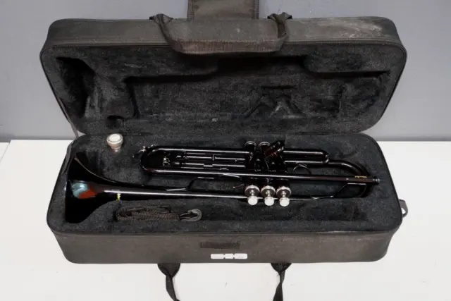 Mendini by Cecilio MTT-BK Black Trumpet W/ Case