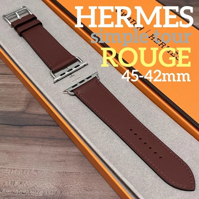 Apple Watch Hermes Leather Band 42 44 45mm Attrage Red Used Japan Fedex