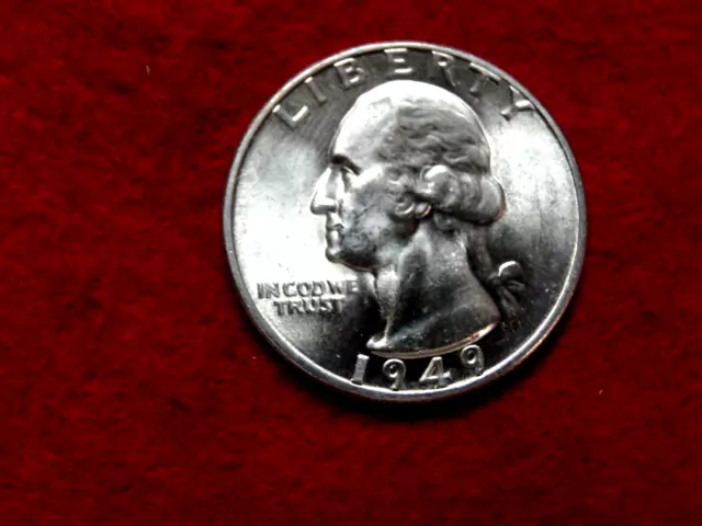 1949 D 25C Washington Unc 90% Silver Quarter      Item #80R .