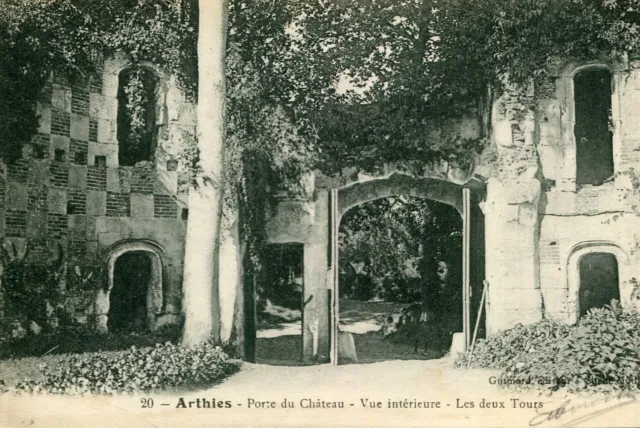 Carte ARTHIES Porte du Château Vue intérieure Les deux Tours