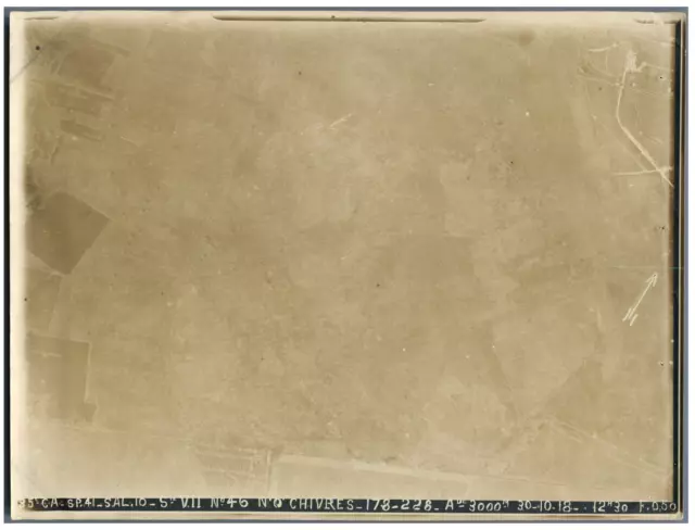 France, N.O. Chivres Vintage Silver Print. Mon WW1 Aerial Photo