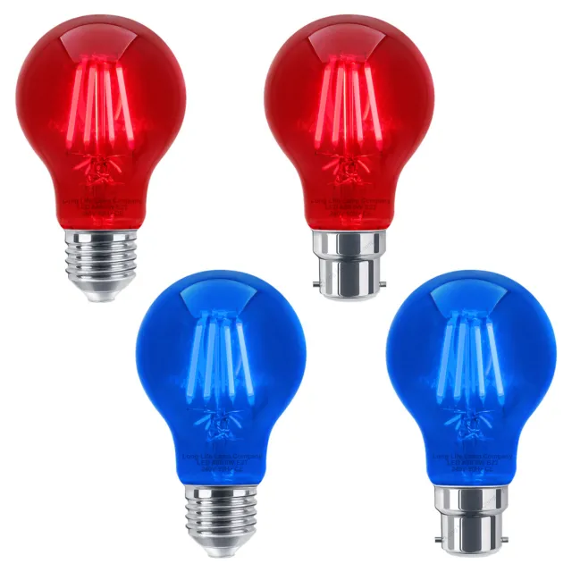 Vintage 6W LED GLS Light Bulb RED BLUE Antique Style A60 Coloured Lamp E27 B22