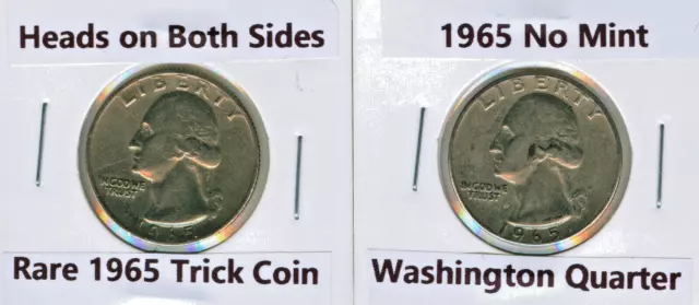 Rare Washington Quarter 1965 Double Headed Trick Coin + 1 Regular 1965 Qtr