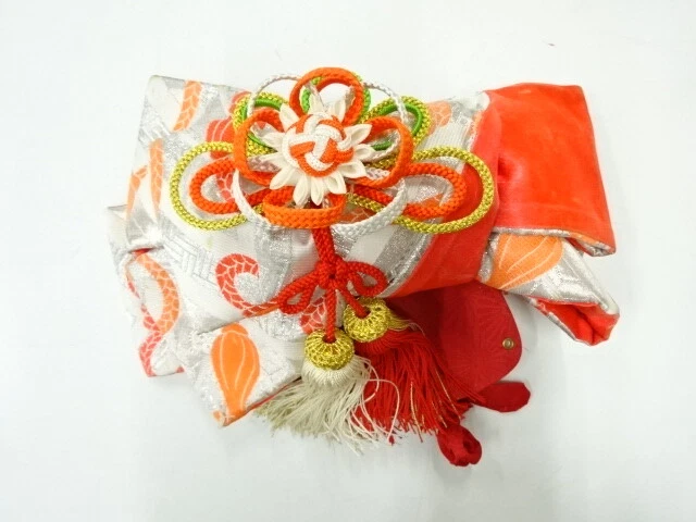 43532# Japanese Kimono / Ribbon Tsukuri Obi For Kids / Woven Kumihimo Cord Patte