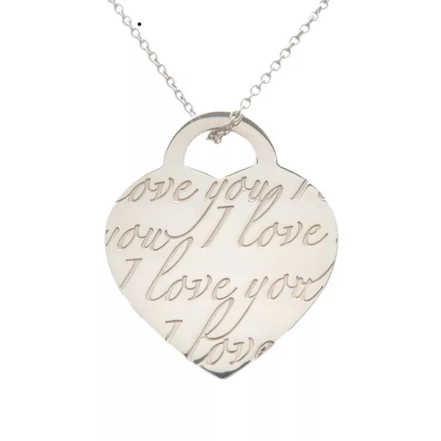 Authentic Tiffany&Co. Notes Heart Tag Necklace SV925 Silver Used F/S