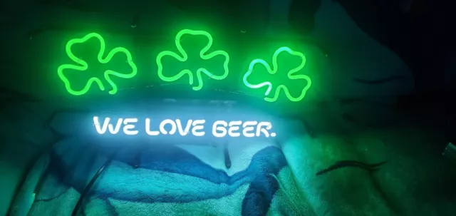 Rare Shamrock Beer Neon Sign Bar 12x22 pub light we love display st Paddy nib