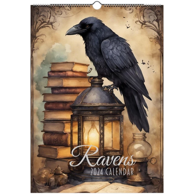CROW RAVEN 2024 A3 Wall Calendar Fantasy Art Witchy Pagan Witchcraft