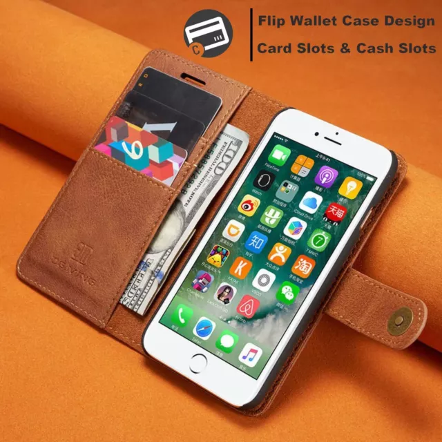 Luxury Genuine Real Leather Flip Stand Case Wallet Cover Skin For Samsung/iPhone 3