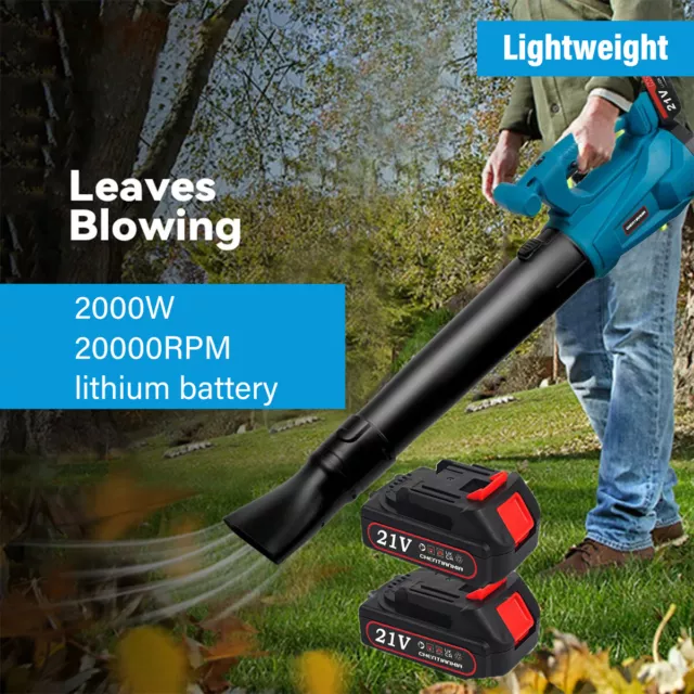 Cordless Leaf Blower Garden Vacuum Leaf Blower Shredder with 2 Battery & Charger