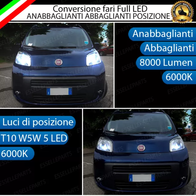 Kit Fari A Led Fiat Qubo Anabbaglianti Abbaglianti H4 Luci Posizione T10