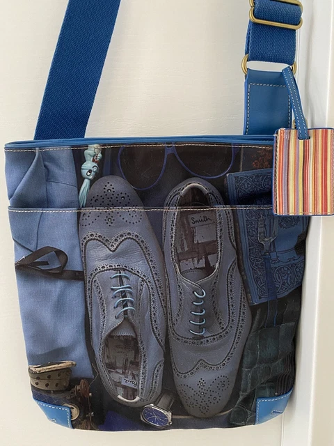 BORSA PAUL SMITH a spalla Azzurra Serie Limitata Scarpe 100