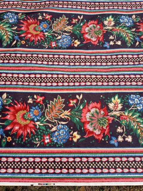 Vintage Givenchy for Fabriyaz Cotton Fabric Scotchgard Black and Floral BTY