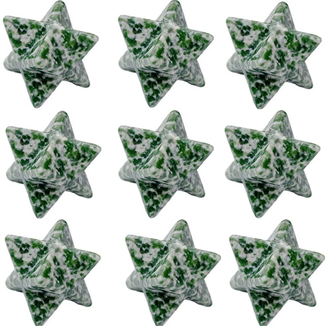 20pcs 25mm Natural Green Spotted Stone Merkaba Star Healing Reiki Adventurine