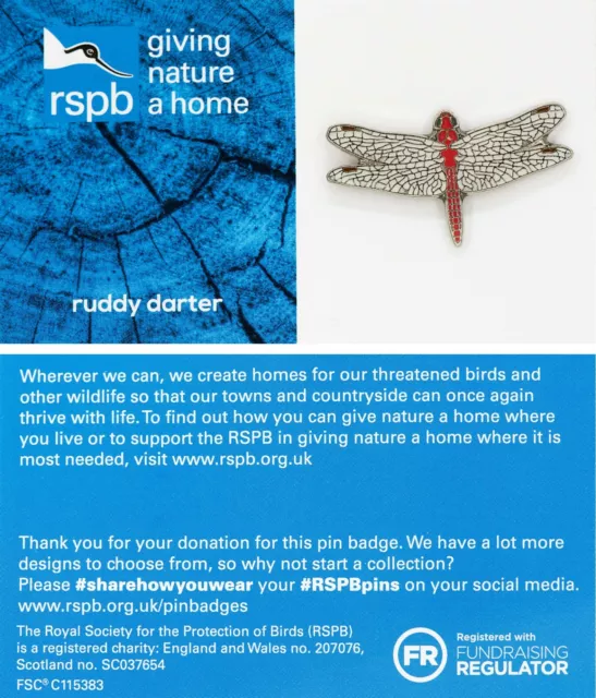 RSPB Pin Badge ruddy darter GNaH BLUE 01544