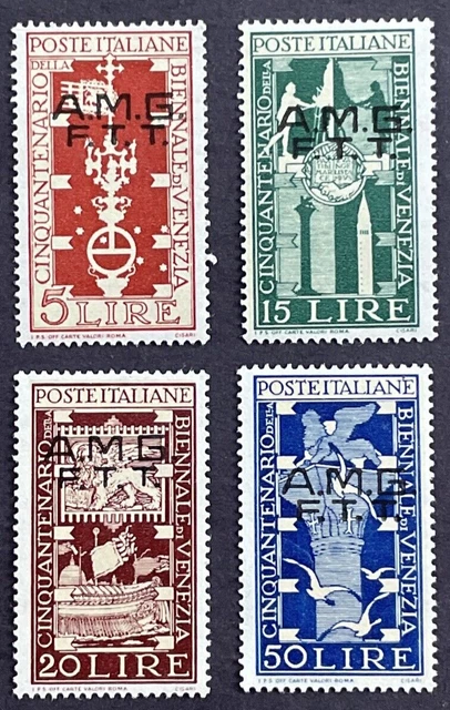 Italy Trieste 1949 Set of 4 AMG-FTT MNH OG Scott #36-39 50th Ann VENICE Biennial