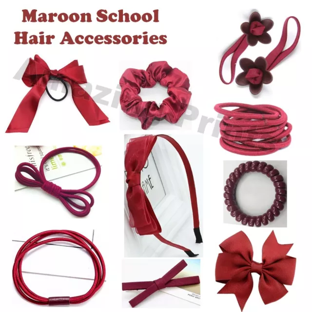 Maroon Burgundy School Hair Tie HeadBand Accessories Ribbon head band headband