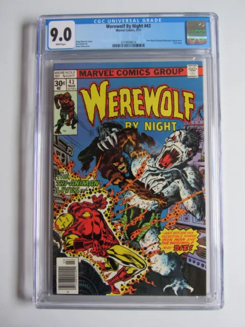 Werewolf By Night 43 CGC 9.0 WP Last Issue Iron Man Masked Marauder 1977