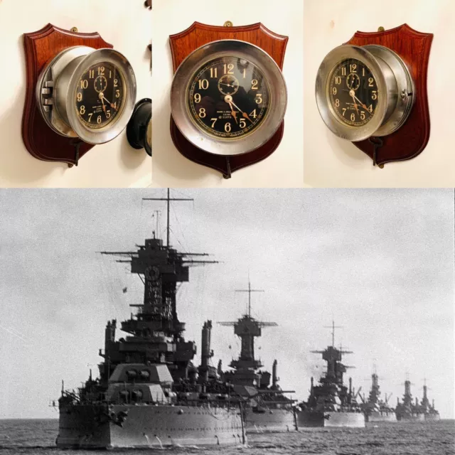 Amazing WW2 US Navy Nickel Plated Bronze Mk1 Deck Clock by Seth Thomas (d.1941)